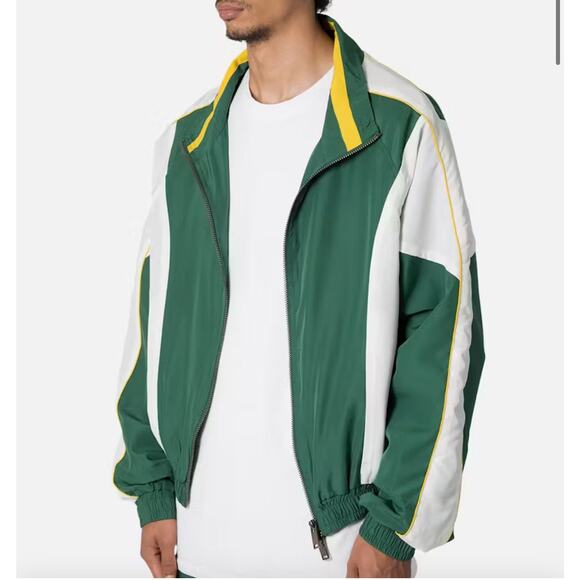 MNML Mens Windbreaker Athletic Light Jacket Box Fit Green & White Size Small - Picture 2 of 8